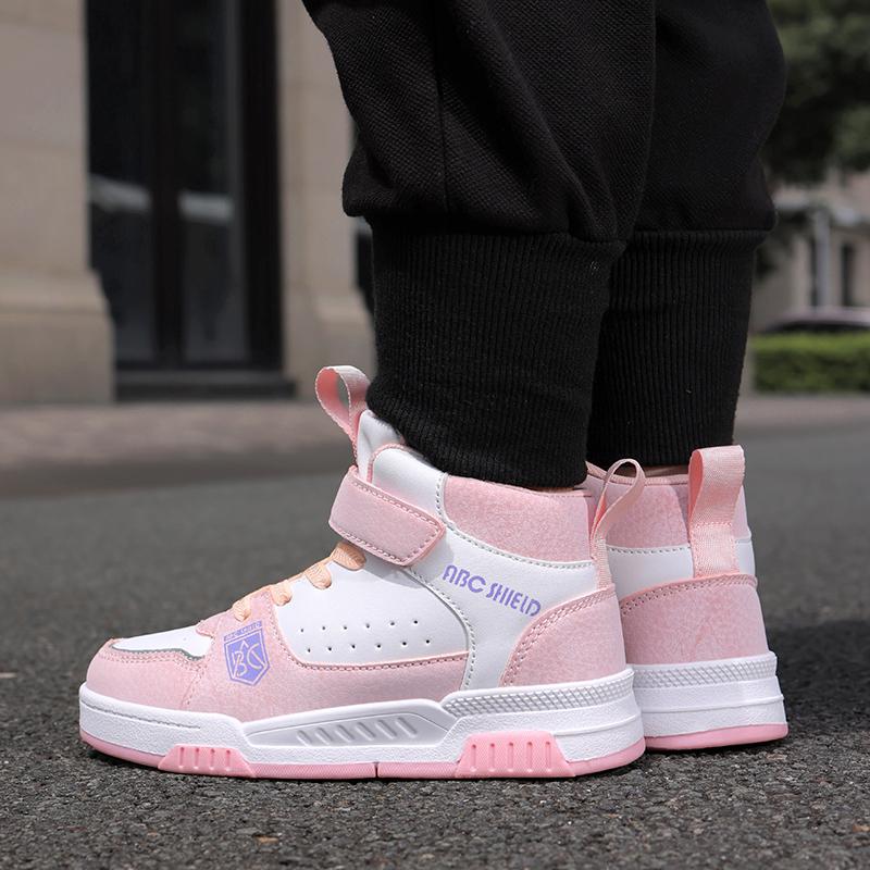 Moteable og praktiske borrelåssko med tykk såle og høy ankel for barn, utendørs fritidssportssko 28-39