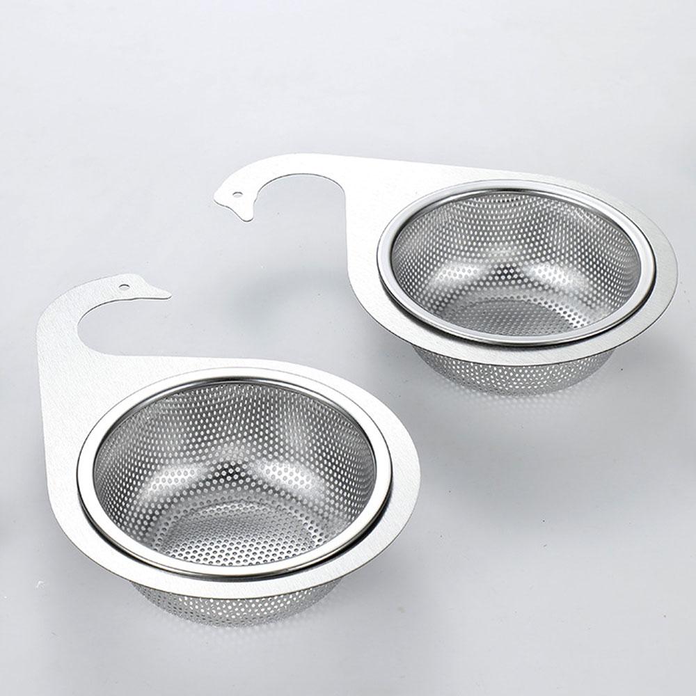 New Stainless Steel Corner Sink Strainer Basket Swan Kitchen Sink Food Drain Basket Rack Kitchen Triangular Storage Rack