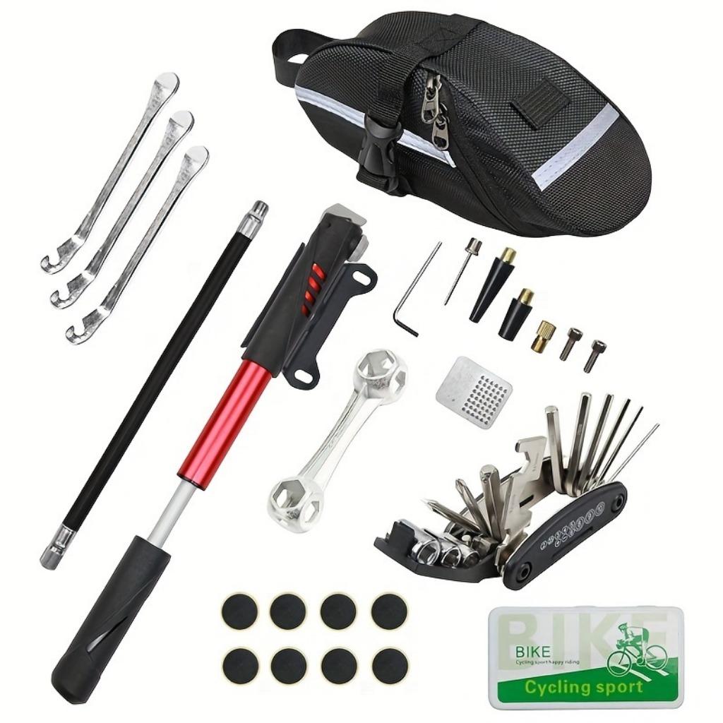 Multi-tool Kit with Tire Pump, Inflator, Tire Repair Kit and Maintenance Essentials for Camping, Travel and Daily Use