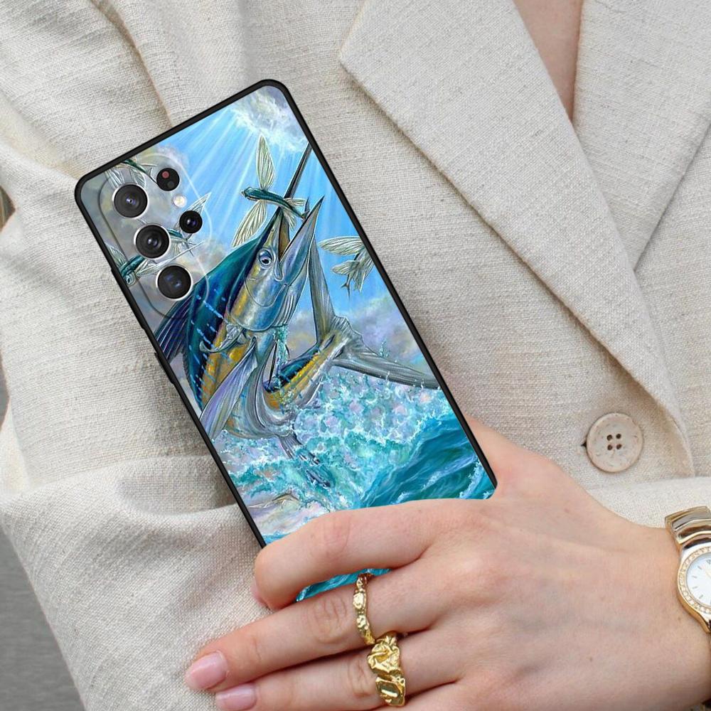 Blue Marlin Painting Cell Phone Case for Samsung Galaxy S26 Ultra S25 S24 S23 S22 S21 S20 Note10 Cover