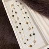 European and American retro coffee color tiger's eye stone beaded pearl necklace light luxury niche collarbone chain temperament advanced sense