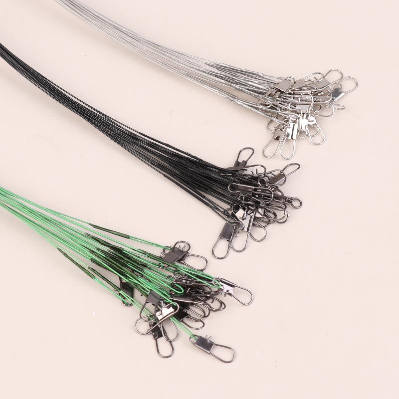 20 stk Anti-bitt Stål Fiskesene Ståltråd Fortom Med Svivel Fisketilbehør Blykjerne Fiskesene 15/20/30 cm