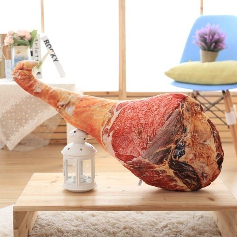 Stuffed Toy Ham Food Pillow Waist Cushion 3D Simulation Ham Creative Ham Plush Toy Office Sofa