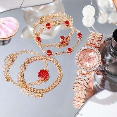 No Gift Box New Women's Watches Versatile Butterfly Dial Accessory Set of Five Pieces Suitable for Holiday Gifts
