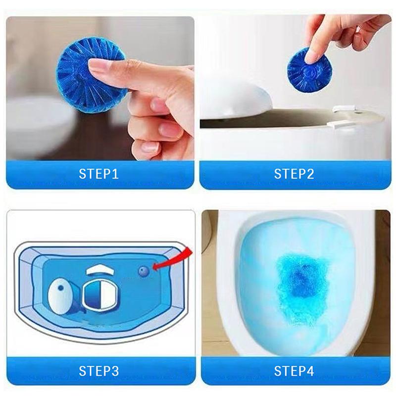 Blue Auto Flush Toilet Cleaner Tablets Bulk Long Lasting Bubble Freshener Discs For Bathroom Restroom Wc Hygiene Maintenance