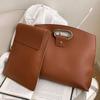 2025 New Bag Women's Autumn Oily Leather Briefcase Fashion Trend Clutch Bag Solid Color Simple Personalized Women's Bag