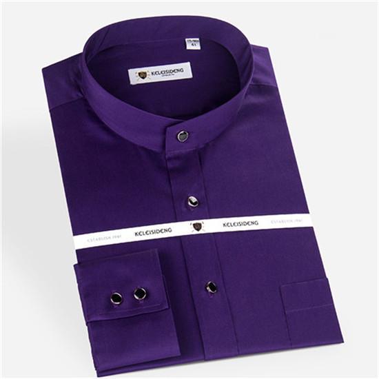 Saf Pamuk Beyaz Erkek Dik Yaka Uzun Kollu Resmi Gömlek Regular Fit