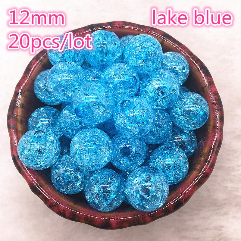 20pcs 12mm Multicolor Round Acrylic Crackle Bead Loose Spacer Beads For Necklaces Bracelets Jewelry Making