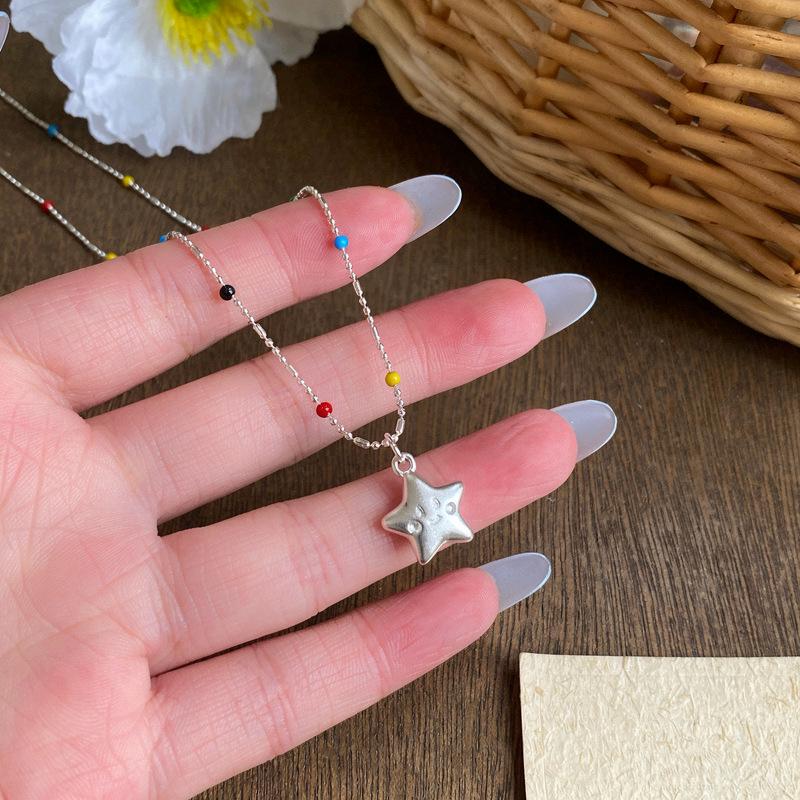 Star of the Sea: Exquisite Colorful Beaded Star Necklace for Women - Niche Seaside Vacation Clavicle Chain Accessory