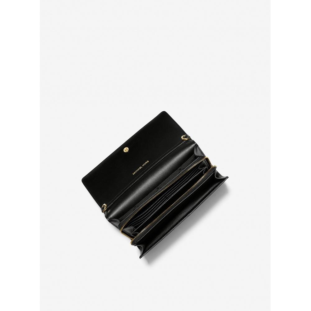 Michael Kors Jet Set Item Zip Around Wallet Crossbody Large 35f2gttc8l1 Black
