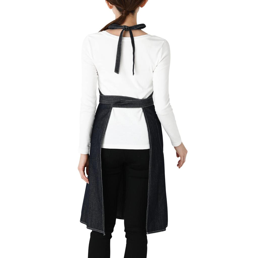 Francfranc Denier Full Black Apron, Black, Women's Apron,