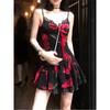Summer 2024 French Elegant Y2k Mini Dress Beach Style Casual Slim Fit Suspender Mini Dress Korean Vintage Lace Rose Floral Dress