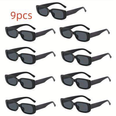 9pcs Black Small Frame Fashion Glasses High-end Style for Wedding Birthday Party Photo Props