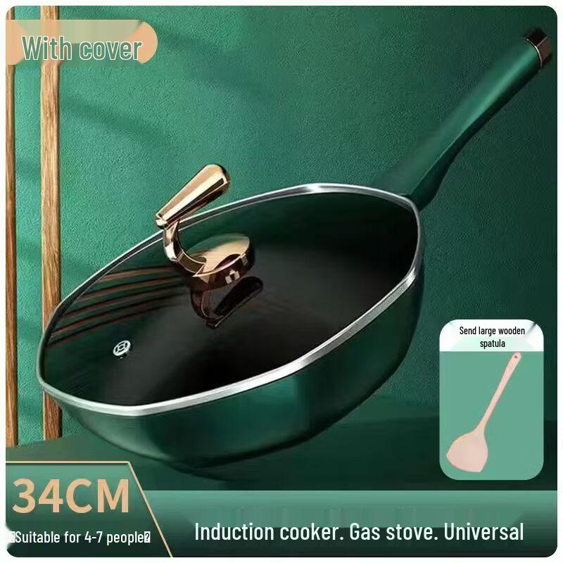 Wutuo Dark Green Octagonal Non-Stick Wok