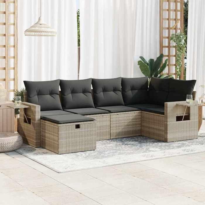 VidaXL Garden Lounge Set 6 Pcs with Light Grey Cushions Wicker 3325488