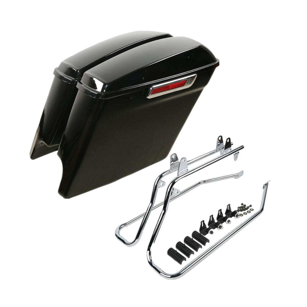 Motorcycle 5" Stretched Saddlebag Conversion Brackets For Harley Softail Fatboy 1984-2017