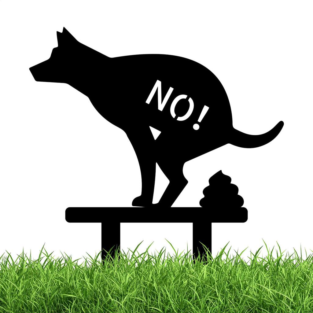 "No Dog Poop" Metal Sign No Pooping Warning Yard Sign Garden Stake Outdoor Waterproof Warning For Pet Owners Prevent Pollution