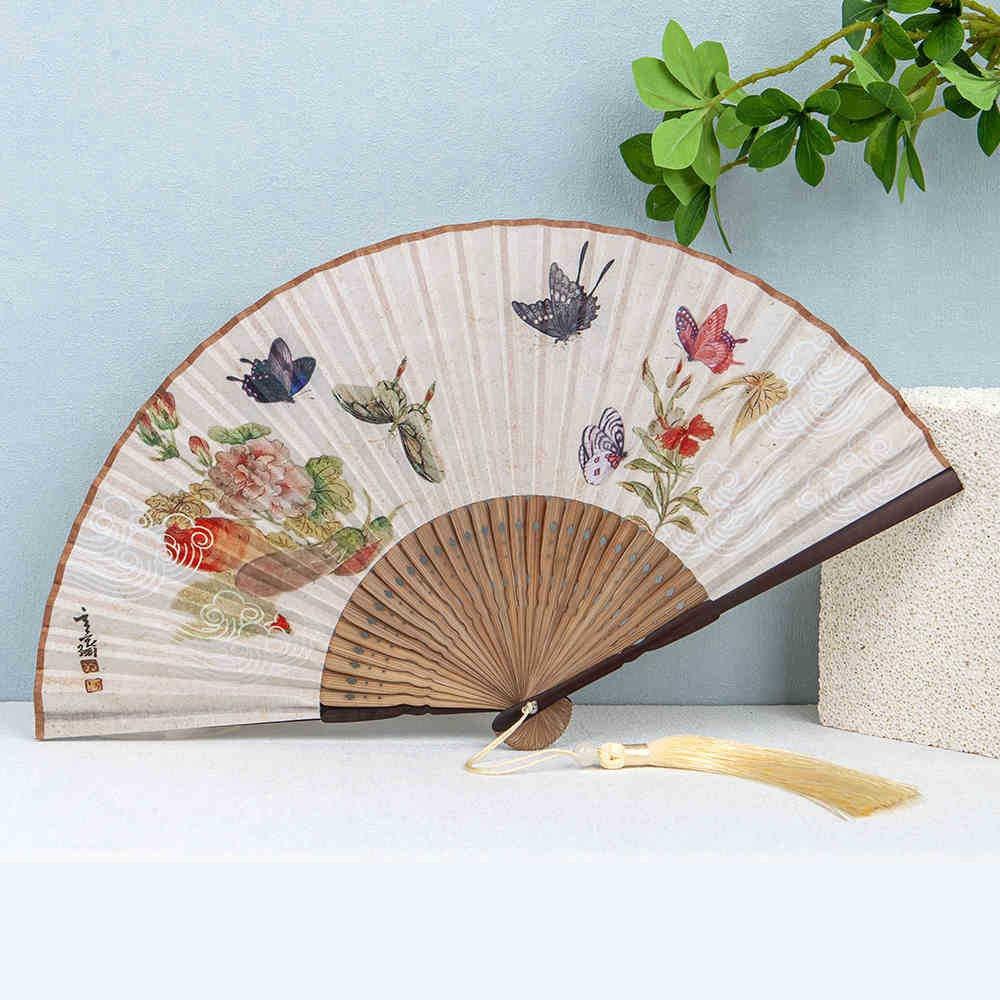 

Ancient Style Chinese Style Folding Fan Bamboo Skeleton Hand Hanfu Dance Fan Hanfu Accessories Style1