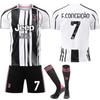 Saison 2025-26 Non. 7 Chiesa 9 Hovic maillot de football noir et blanc pour enfant ensemble maillot domicile Juventus