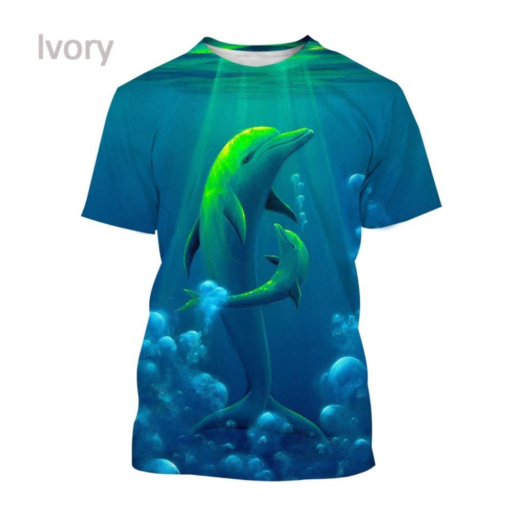 Nové tričko s 3D potiskem delfína Módní duhové kreslené tričko s delfínem Pánské/Dámské Hip Hop Harajuku