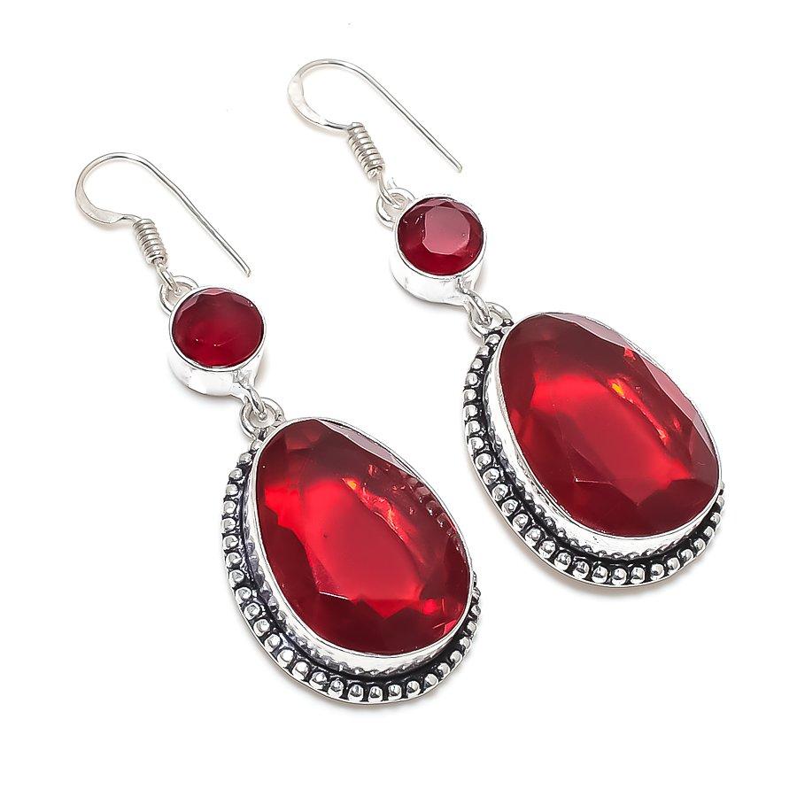 

Mozambique Garnet Handmade 925 Sterling Silver Jewelry Earring 2.40 A4d81