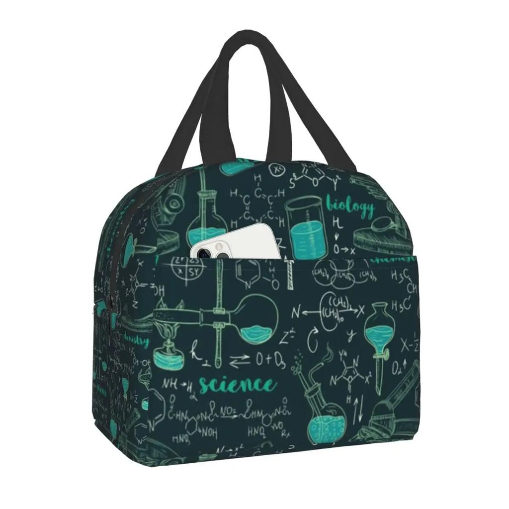 Custom Science Chemistry Laboratory Lunch Bag Men Women Thermal Cooler Insulated Lunch Boxes for Kids School Children