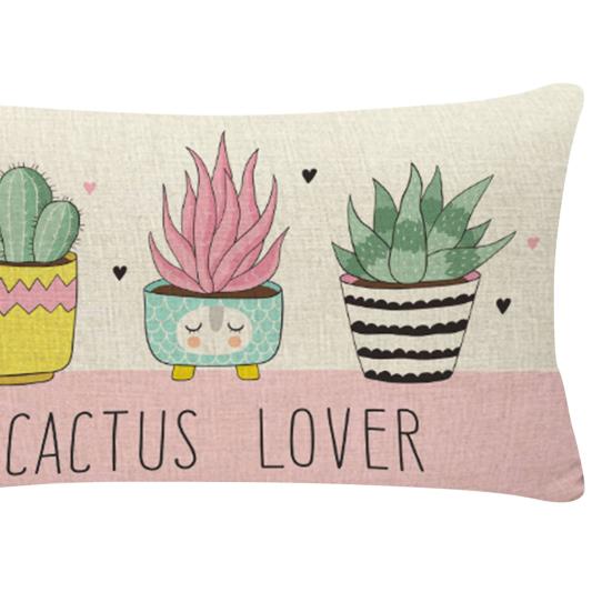 30cm X 50cm Pillow Case Washmachine Washable Multi-purpose Polyester Cactus Printing Cushion Cover for Daily Life
