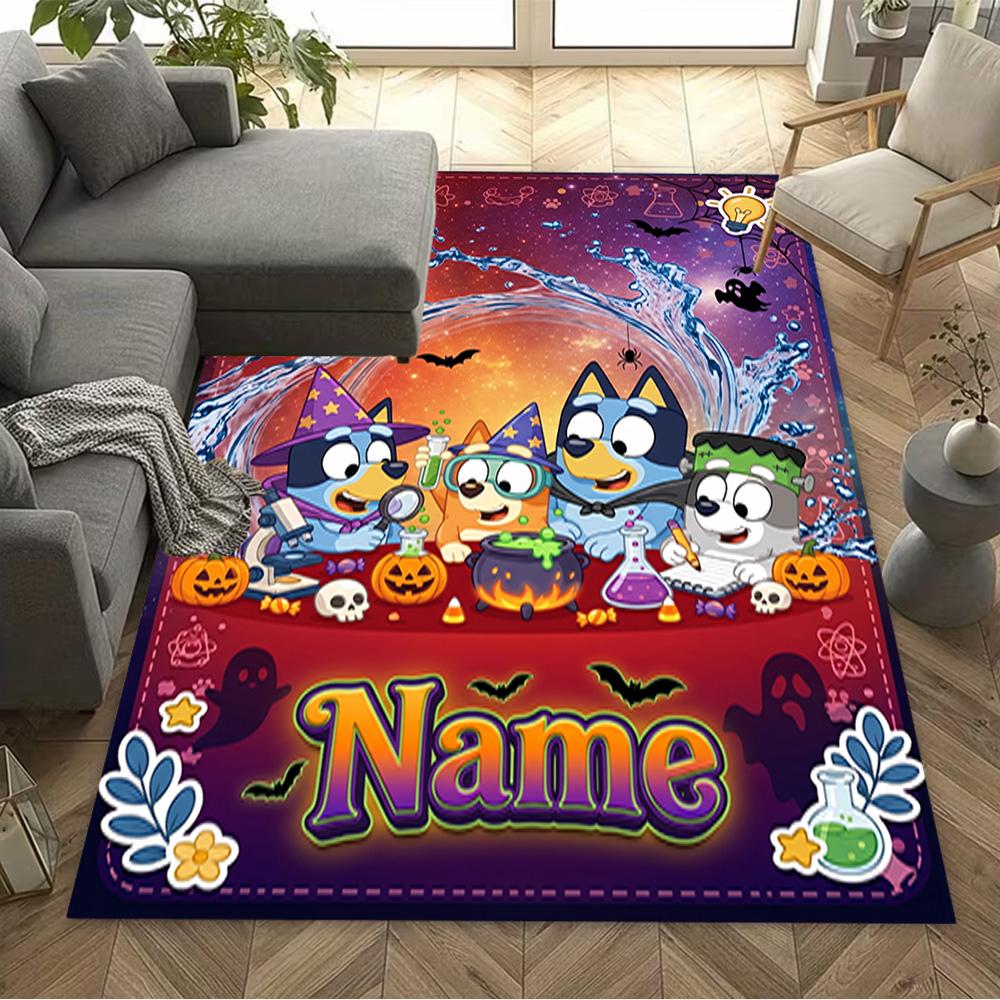 Halloween Friends Celebration Customize Your Name Floor Rug Office Rug Perfect for Dormitory Study Room Dining Room Balcony Anti-slip Rug