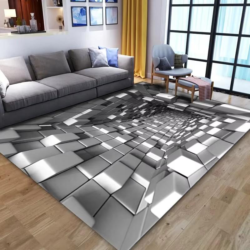 3D Vortex Illusion Teppich für Wohnzimmer Heimdekorationen Sofatisch Große Flächenteppiche Spielzimmer Rutschfeste Bodenmatte Alfombra