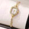 Damen Vintage Petite Armband Zierliches Armbanduhr Kleines Quadrat Analog Quarz Uhr Luxus Damen Dünnes Armband Strass Armbanduhr für Damen Geschenk