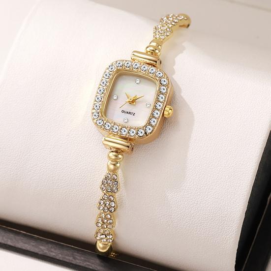 Damen Vintage Petite Armband Zierliches Armbanduhr Kleines Quadrat Analog Quarz Uhr Luxus Damen Dünnes Armband Strass Armbanduhr für Damen Geschenk