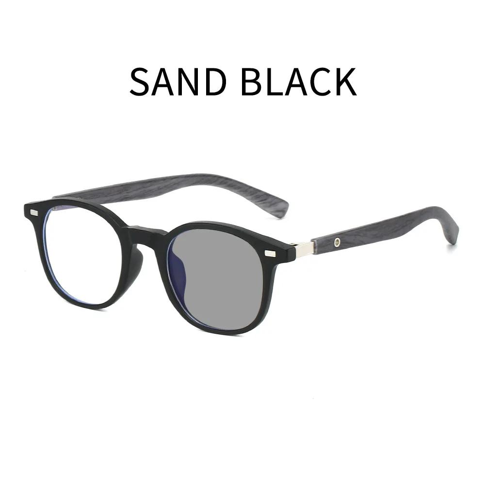 High-End Trendy Imitation Wood Mirror Frame Photochromic Presbyopia Glasses Classic Full Frame Lady And Gentleman Eyeglasses