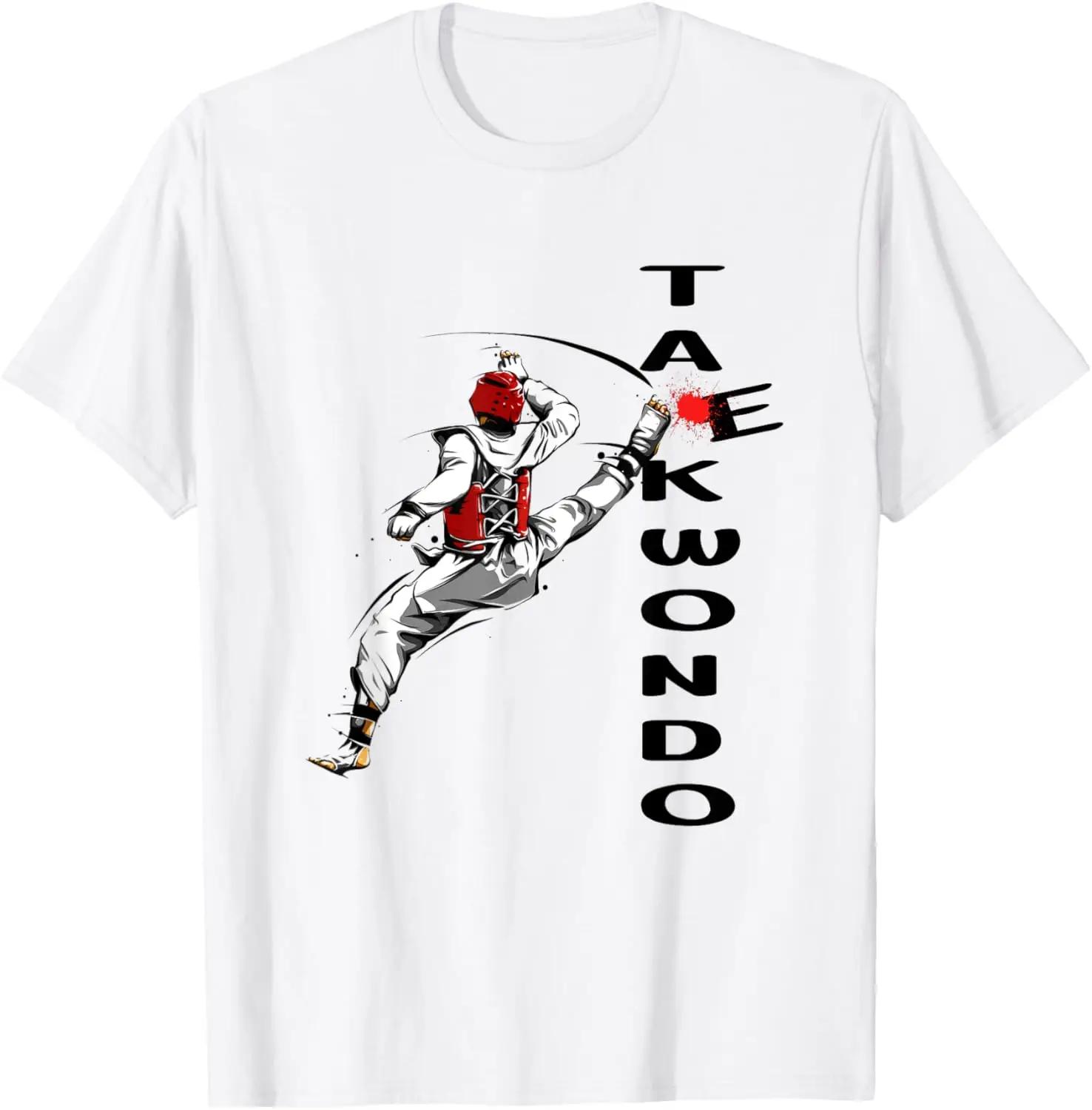 Taekwondo Flying Kick Graphic Tee Breathable Cotton TShirt for Unisex and Women Martial Arts Sport S