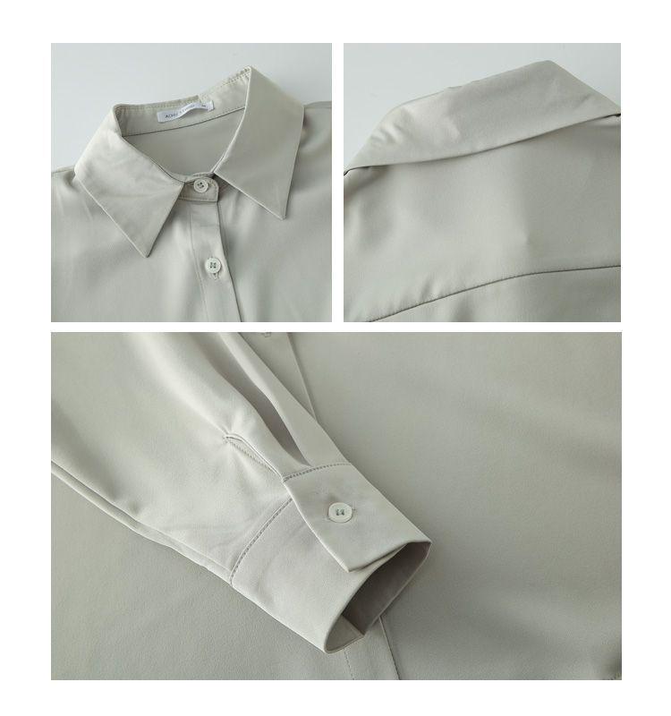 Elegant Women's Green Satin Shirt - Casual Commute Style, Spring Top