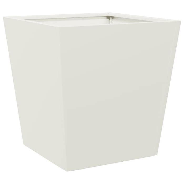 VidaXL Planter White 40x40x40 Cm Steel, Outdoor Planter, Flower Box, Garden Box, Patio Planter, 851054