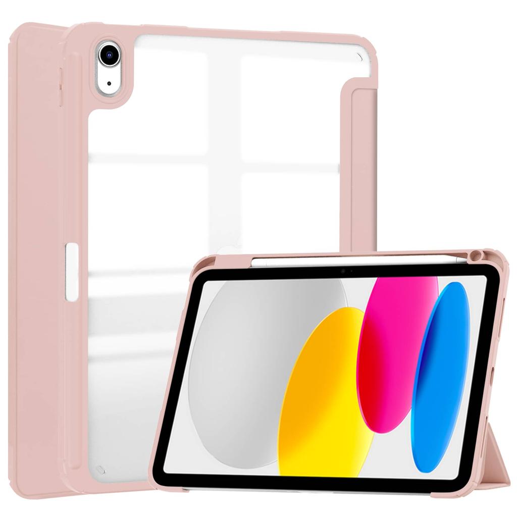 Case for iPad A16 2025 iPad 10th 10.9 with Pencil Holder-[Tri-fold Stand + Auto Wake/Sleep], High-grade Acrylic Case Shockproof