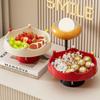 Nordic Round Plastic Fruit Plate, Creative Snack & Dessert Serving Tray with Fruit Fork