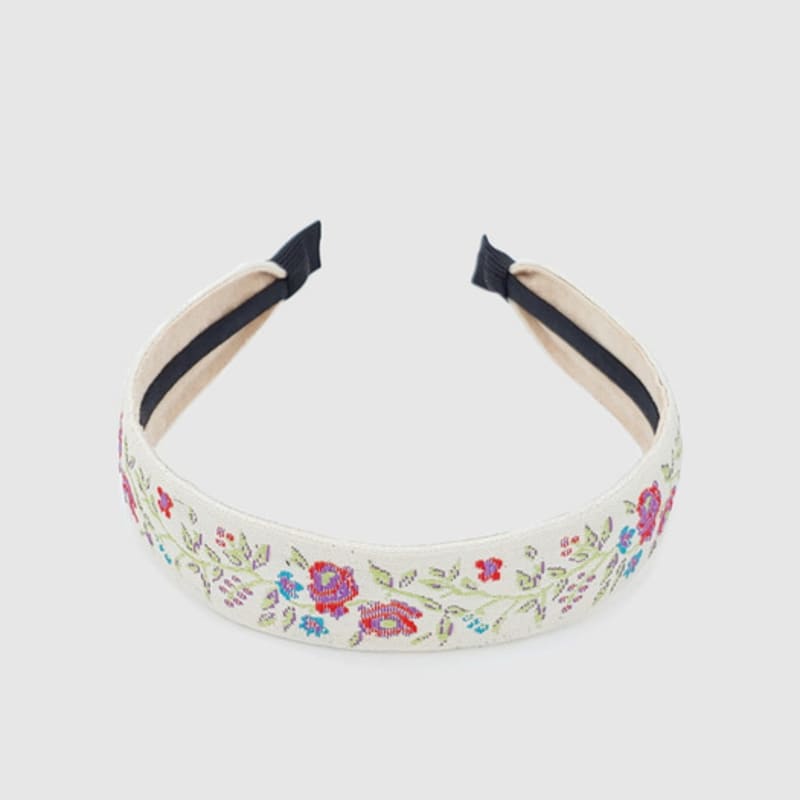 LALA Rose Pattern Hairband P-White Red
