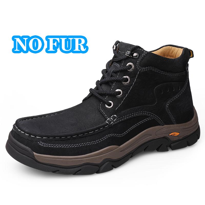 Luxury Men Autumn Winter Shoes New High Top Ankle Boots Outdoor Walking Snow Boots High Quality Winter Plush Man Motocross Botas