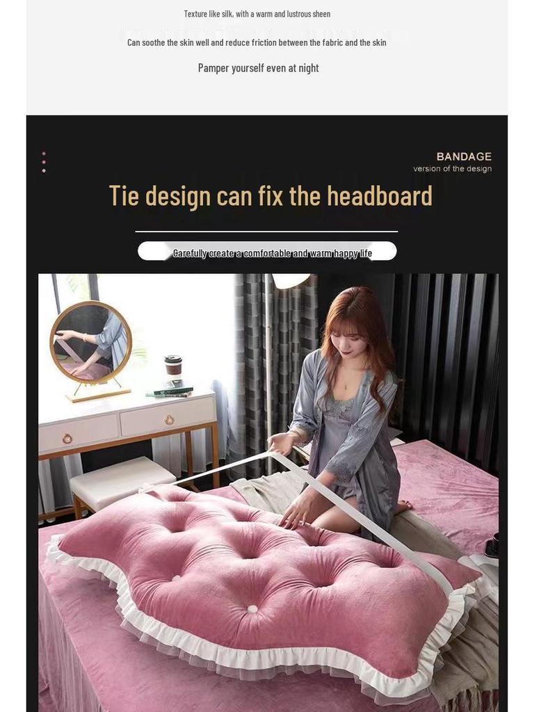 Princess Backrest Cushion: Soft Crystal Velvet, Removable & Washable Pillow for Tatami Bed