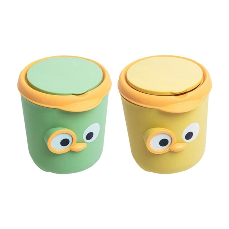 Cartoon Small Desktop Trash Can with Sealable Lid Odor Proof Waste Bin for Kids Room and Office Lovely Home Decoration