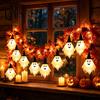 Unique Haunted House Accessories 70 Inch Halloween Light Up Ghost Garland, Spooky Maple Leaf String with 10 Durable Plastic Festive Lighting