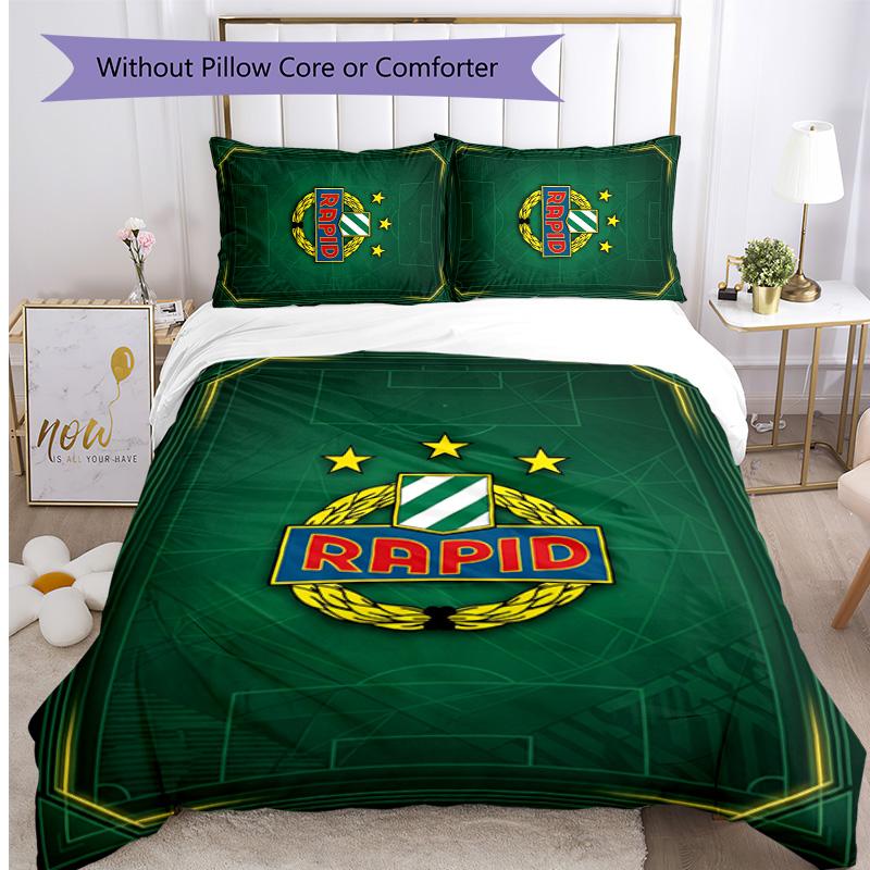 Rapid Wien FC Printed 3PCS Bedding Set Breathable Duvet Cover with Pillowcases Decorative Bed Linen for Bedroom Home