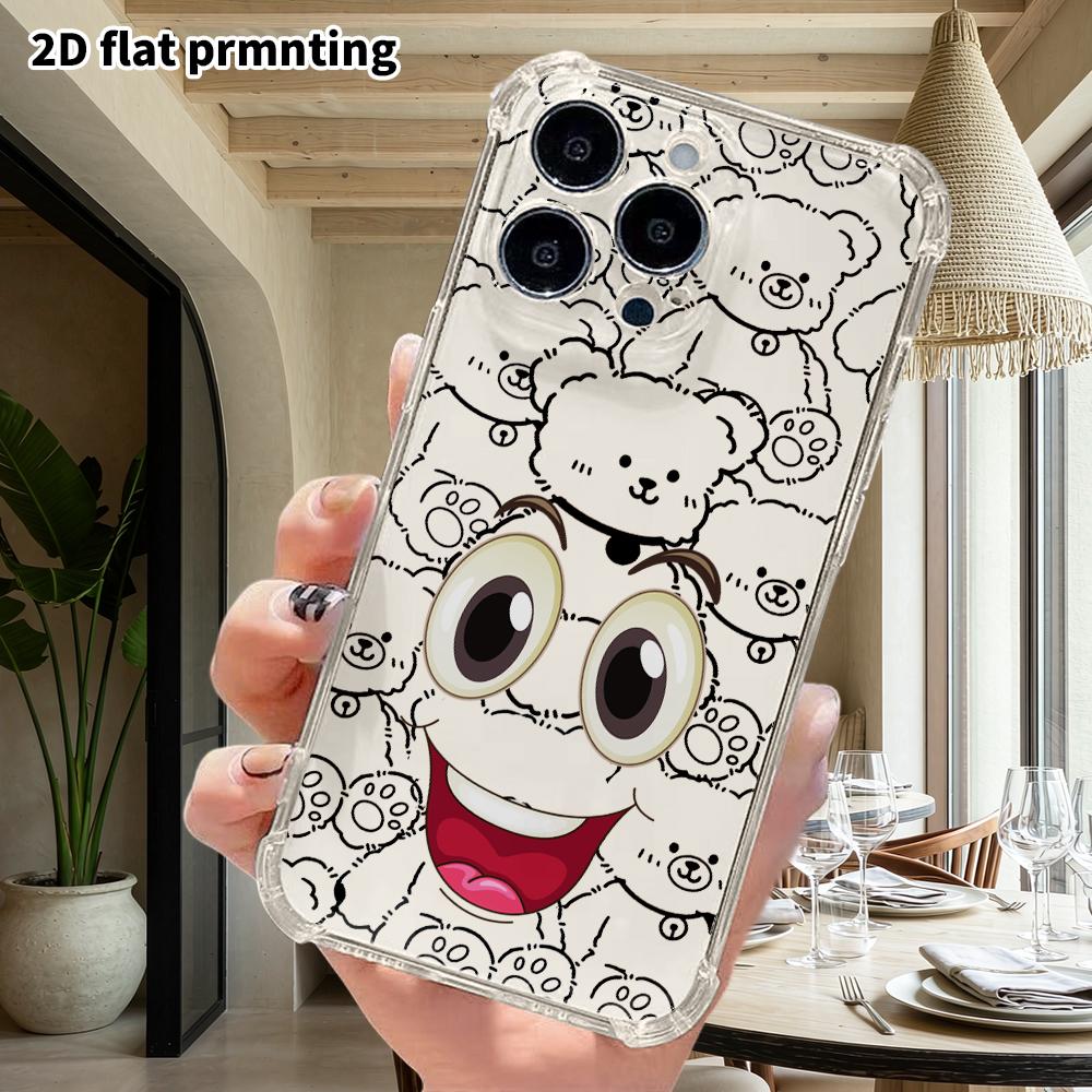 Phone Case: 2D flat suitable for iPhone 18 17 16 15 14 13 Pro, transparent with corner protection, funny emojis, Christmas and Halloween gifts