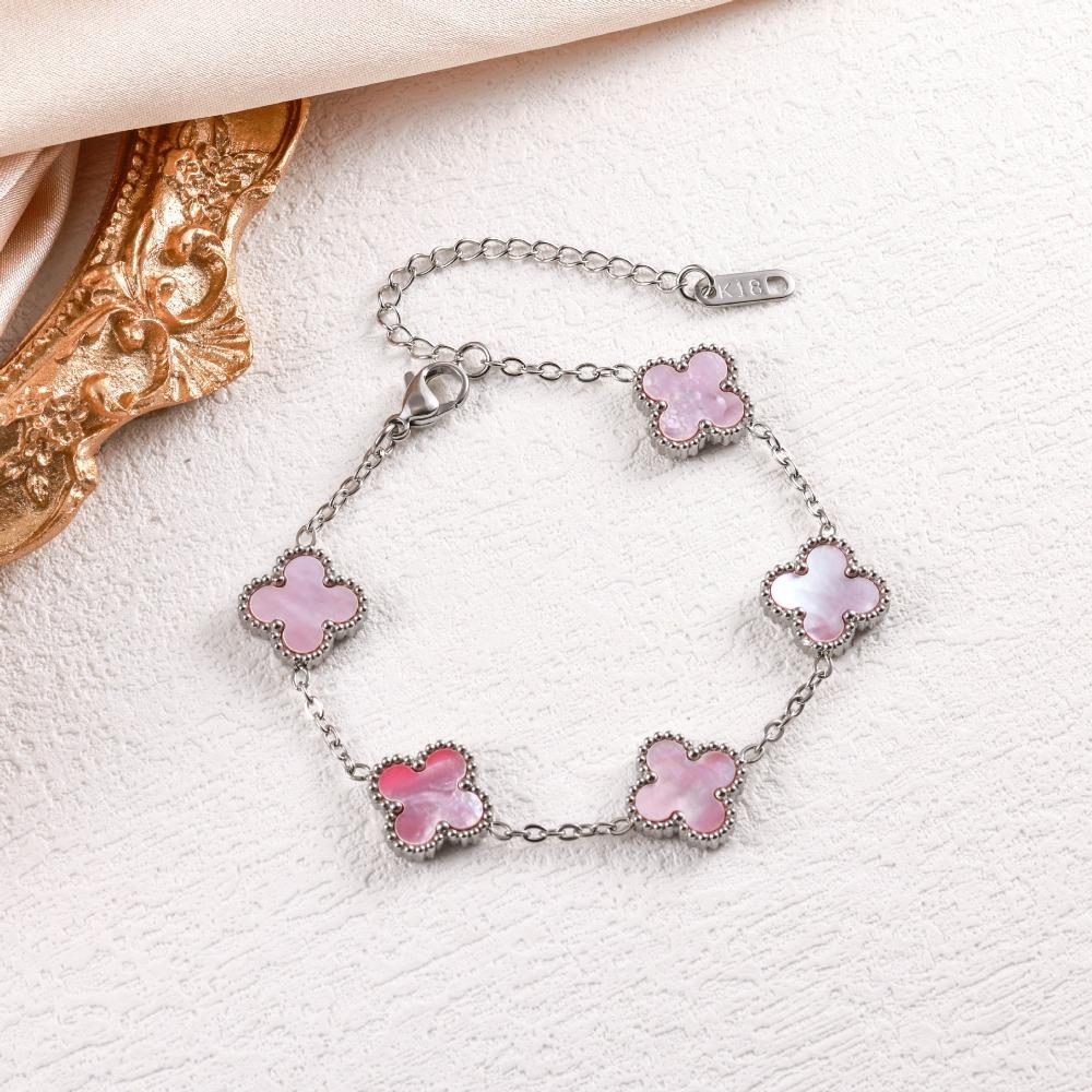 High-quality 13mm Four-leaf Clover Shell Bracelet Colorfast Plating Women's Bangle