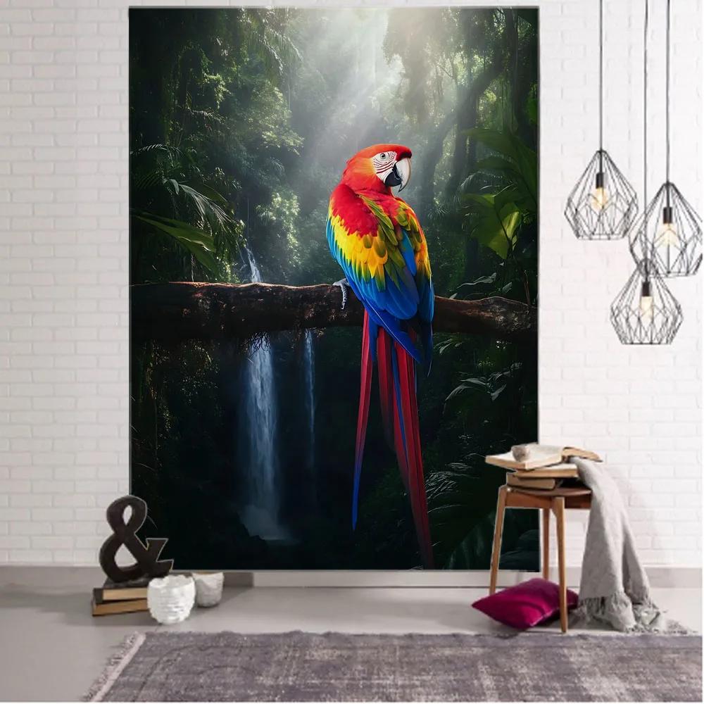 Flower, Bird, Plant Tapestry, Animal Wall Hanging Cloth, Hippie Kawaii Room Decoration Aesthetics, Bohemian Wall Decoration
