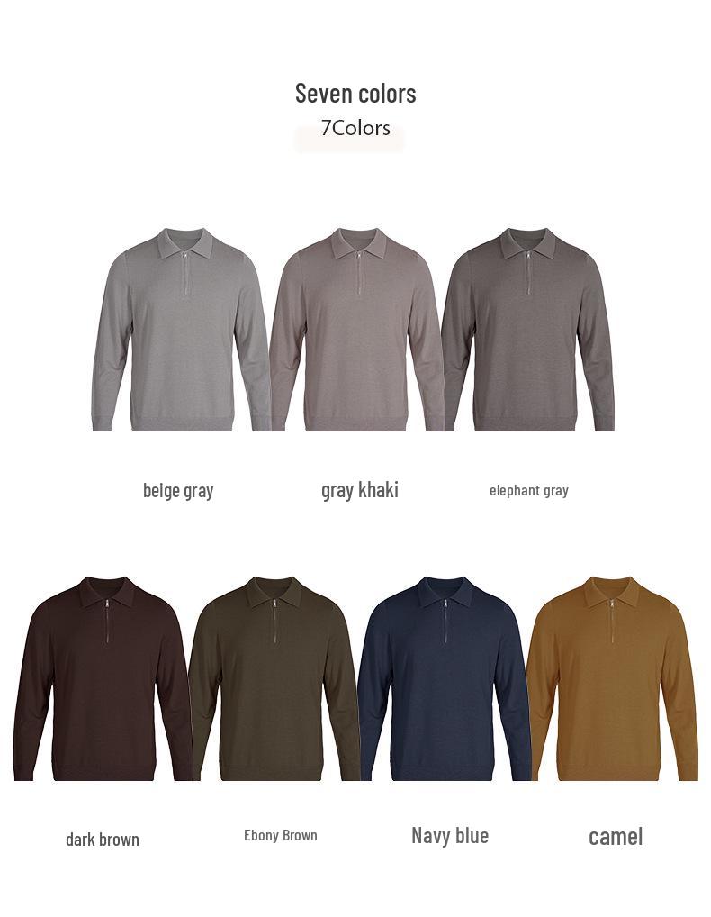 2025 Men's Seamless Long Sleeve Wool Sweater - Solid Color Knitwear for Business Casual