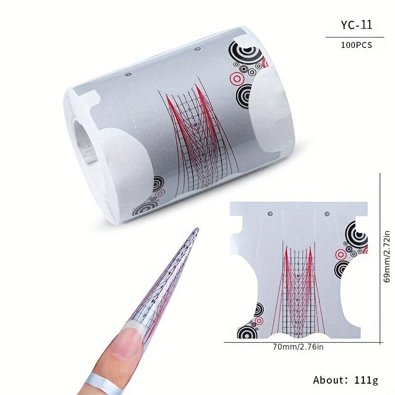 100 Pcs Polymer Gel Nail Extension Paper Forms, Butterfly Square Horseshoe Nail Guide Molds for Salon and Home Use