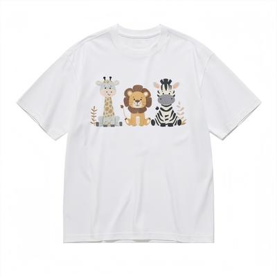 Herren Bequemes Mode Klassisches T-Shirt Giraffe Löwe Zebra Design Baumwoll-Tee