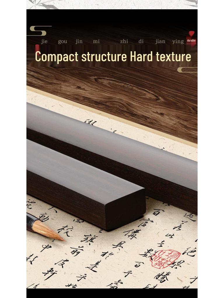 Black Catalpa Wood Paperweight Pair - Solid Wood Paper Holders with 30cm Ruler for Students and Beginners